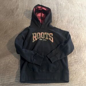 Roots Kids Black Buffalo Plaid Pullover Hoodie Sweatshirt
